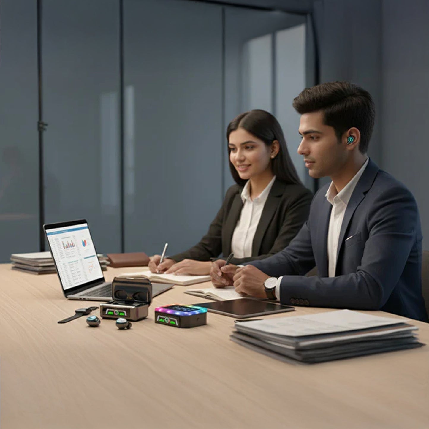 Wireless Bluetooth Earbuds with Powerbank Case and Display Clock