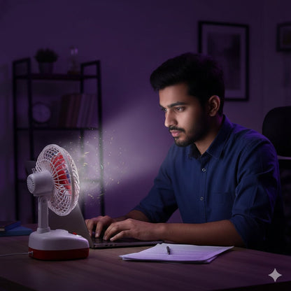 Rechargeable Portable Fan with LED Light