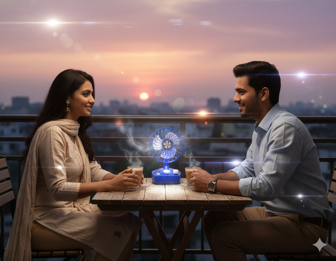 Rechargeable Portable Fan with LED Light