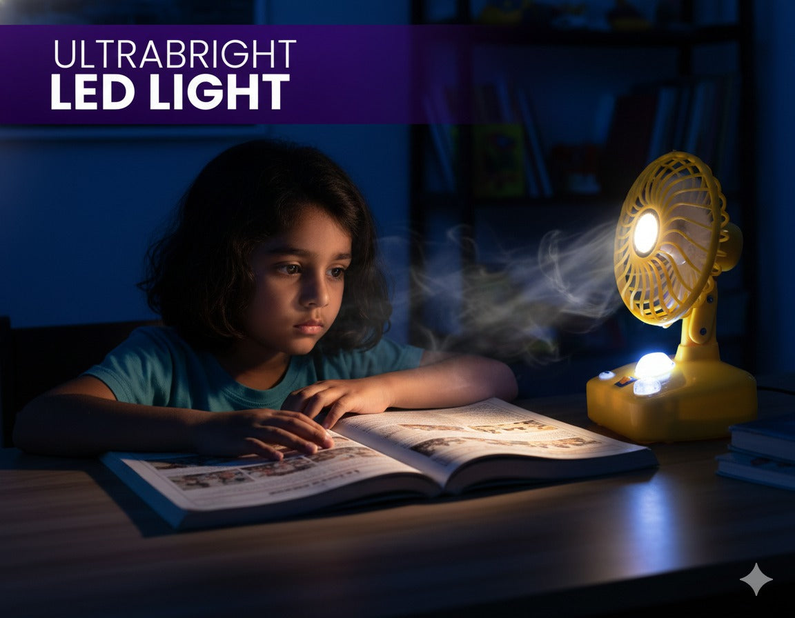 Rechargeable Portable Fan with LED Light